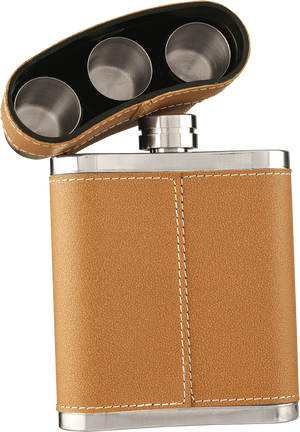 7 Oz Laserable Leather Flask Kit