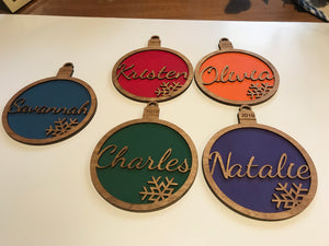 Ornament with Name and Color Background